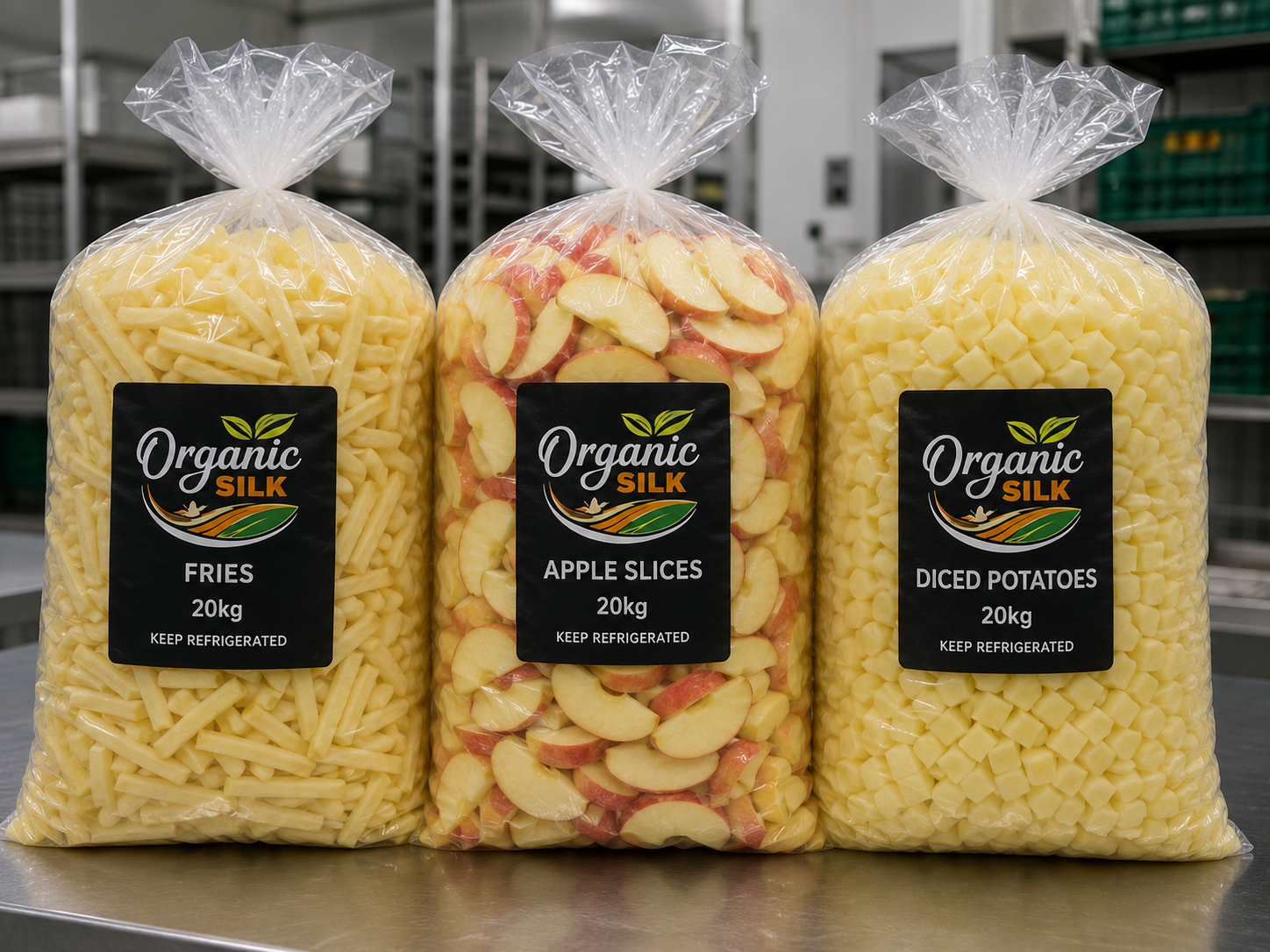 20kg bulk bags of prepared produce
